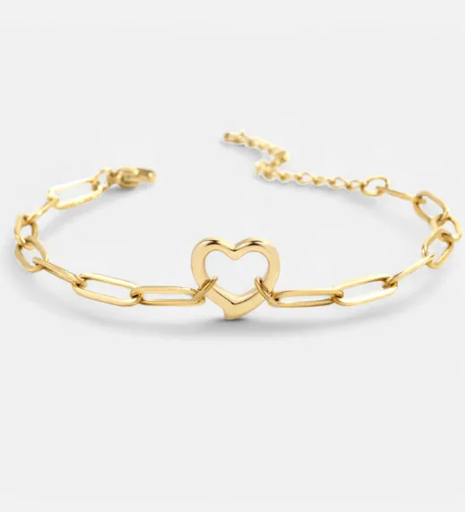 Heart Paperclip Chain Bracelet